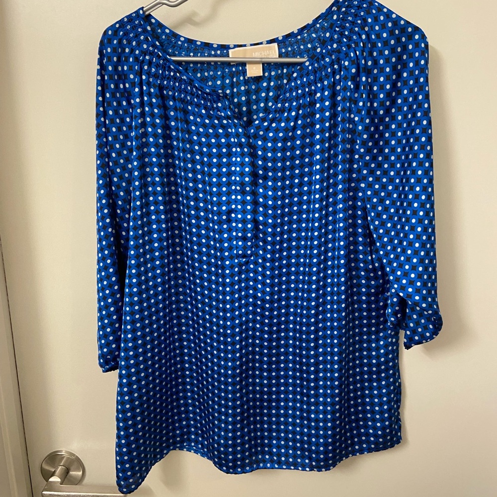 Michael Kors Blue Polkadot Blouse